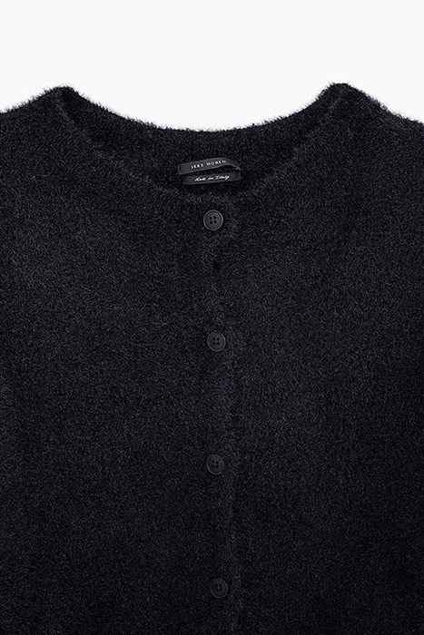 BLACK FLUFFY HAIRY DECORATIVE CARDIGAN BLACK 2
