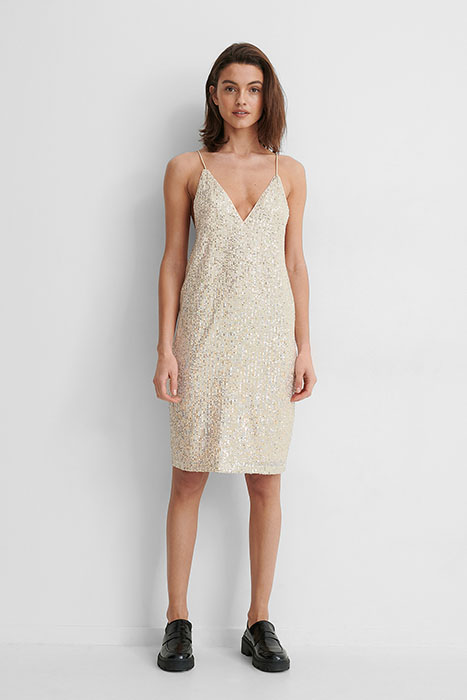 Crossed back sequins dress-silver silver