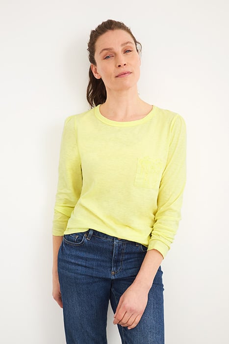 CROCHET POCKET TEE LIGHT YELLOW 3