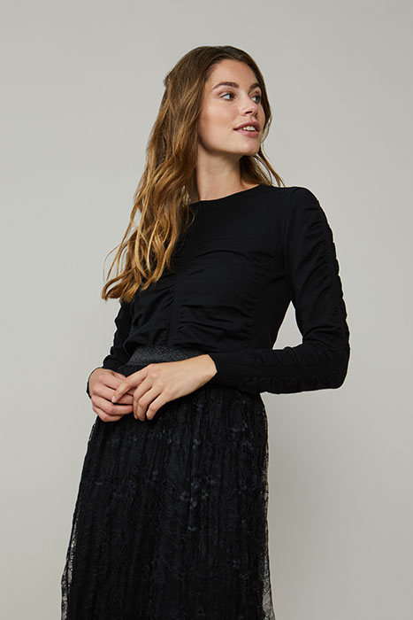 SWEATER WITH GATHERING COTTON ELASTANE KNIT BLACK 4