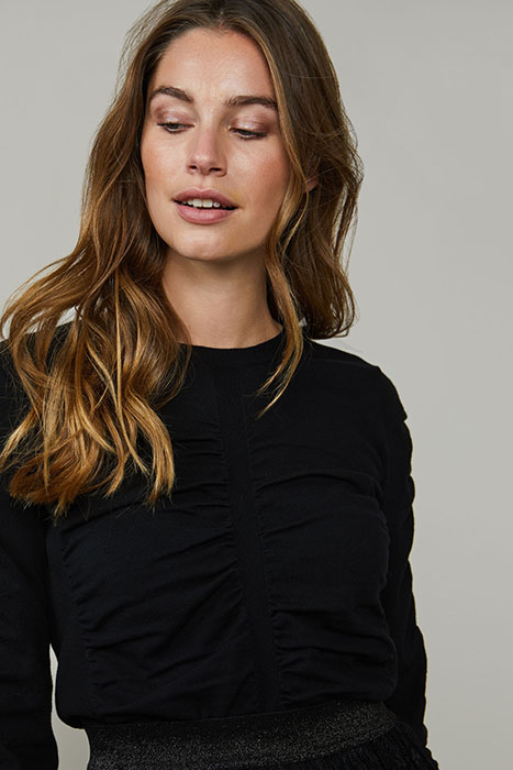 SWEATER WITH GATHERING COTTON ELASTANE KNIT BLACK 6