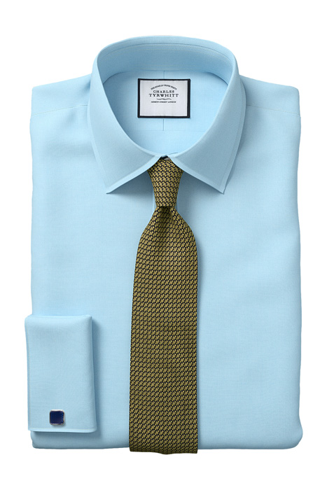 TEAL EXTRA SLIM FIT CLASSIC COLLAR EGYPTIAN COTTON HERRINGBO 4