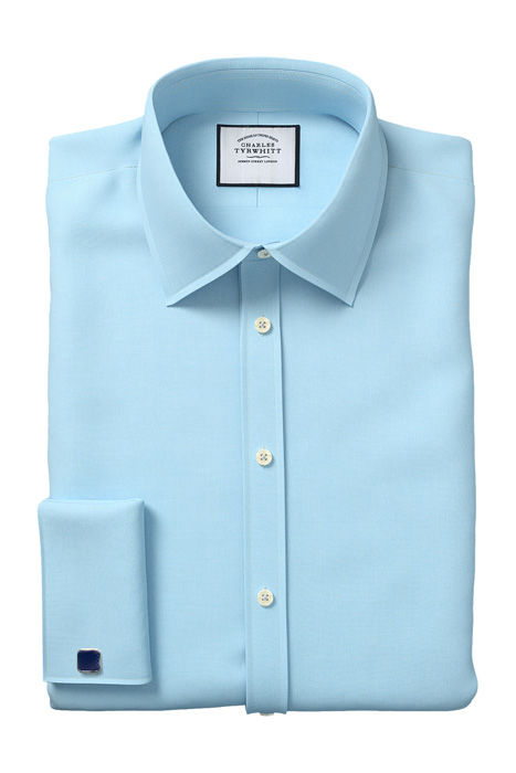 TEAL EXTRA SLIM FIT CLASSIC COLLAR EGYPTIAN COTTON HERRINGBO 5