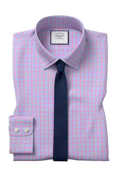 BLUE & PINK EXTRA SLIM FIT CLASSIC COLLAR POPLIN CHECK SHIRT 2