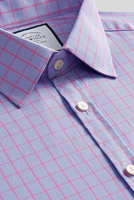 BLUE & PINK EXTRA SLIM FIT CLASSIC COLLAR POPLIN CHECK SHIRT 3