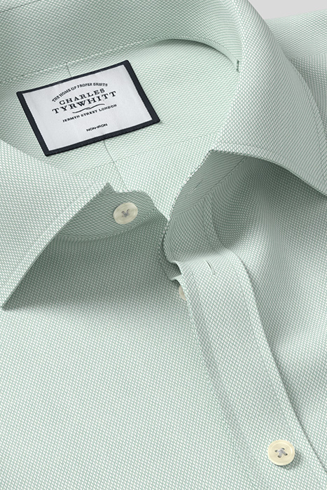 SF GREEN CLASSIC COLLAR NON-IRON MICRO DIAMOND SHIRT 4