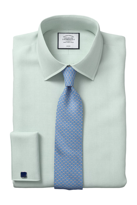 SF GREEN CLASSIC COLLAR NON-IRON MICRO DIAMOND SHIRT 6