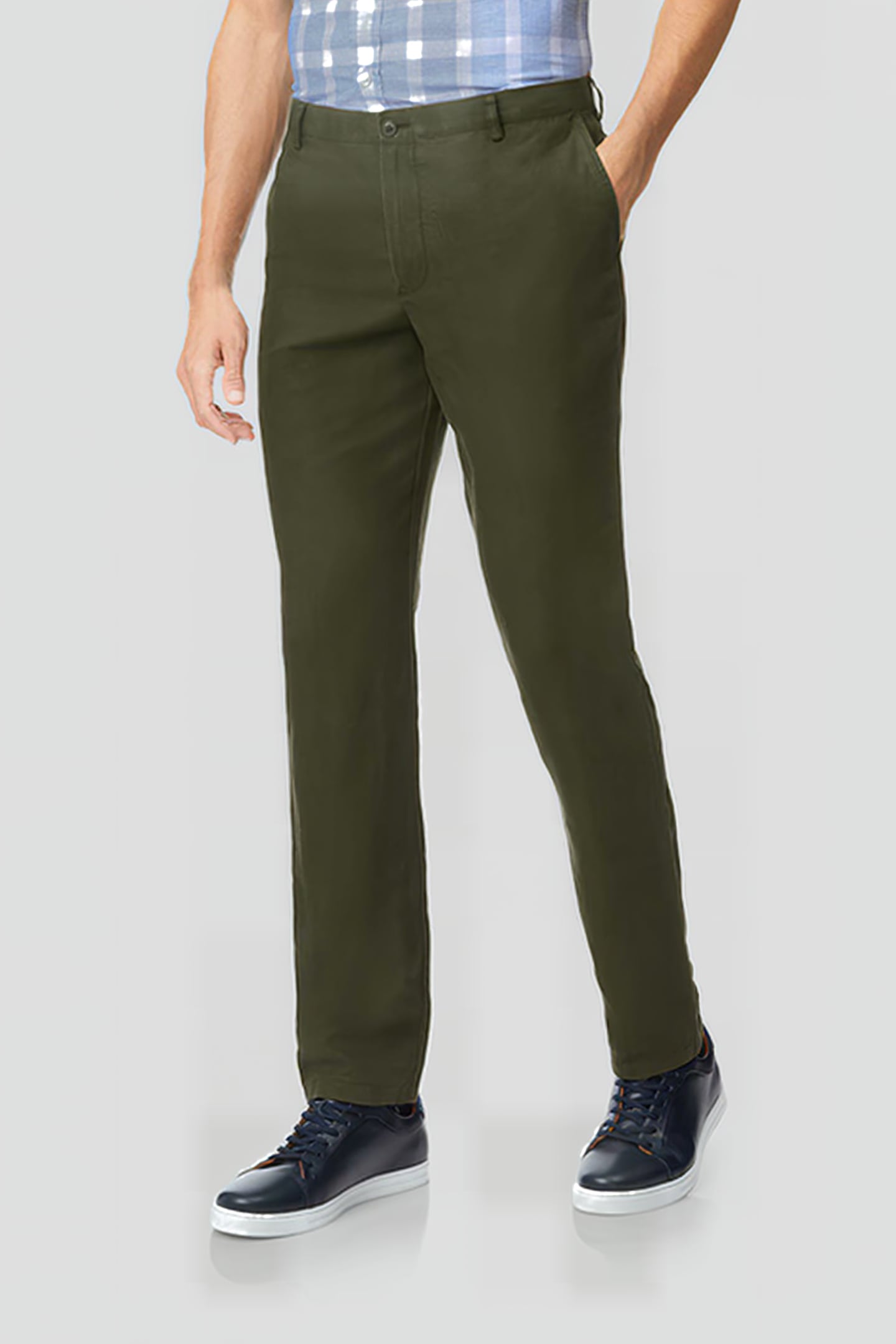 Charles Tyrwhitt Dark Green Extra Slim Fit Easy Care Linen Trouser Maat: W36L32 | Chino's Outlet | Heren | Groen