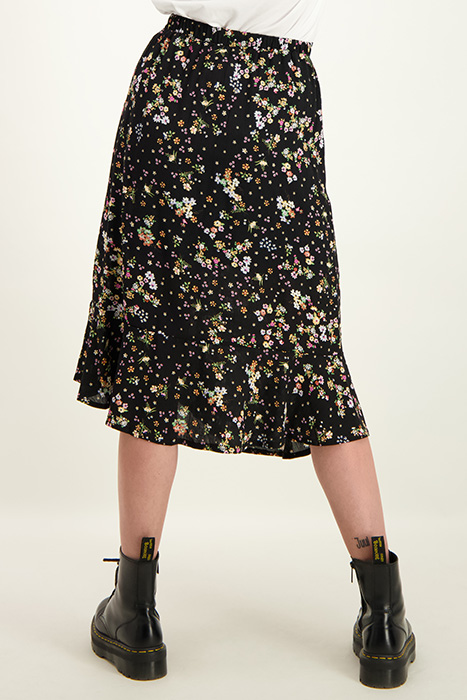 Black midi skirt with flowers 4