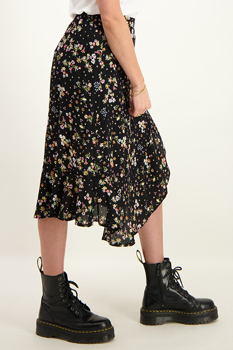 Black midi skirt with flowers 10