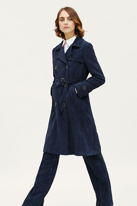 Trench-double corduroy cord blue