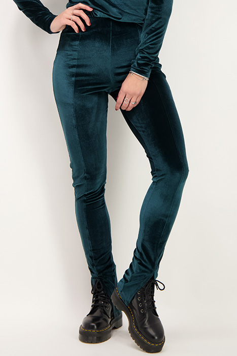 GROENE VELVET LEGGING MET SPLIT GREEN GREEN 9