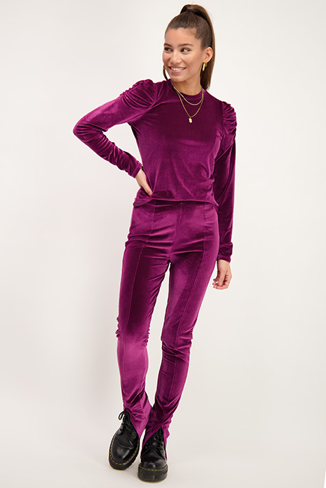 PAARSE VELVET LEGGING MET SPLIT PURPLE PURPLE 3