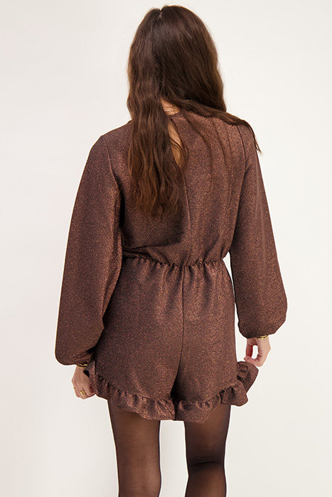 BRUINE GLITTER PLAYSUIT MET RUFFLES BRONZE BRONZE 2