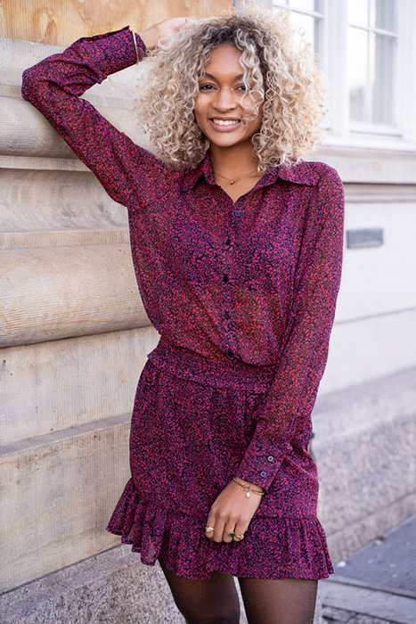 ZWARTE BLOUSE MET GALAXY PRINT BLACK BLACK 5