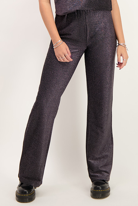 ZWARTE GLITTER STRAIGHT FIT BROEK BLACK BLACK 4