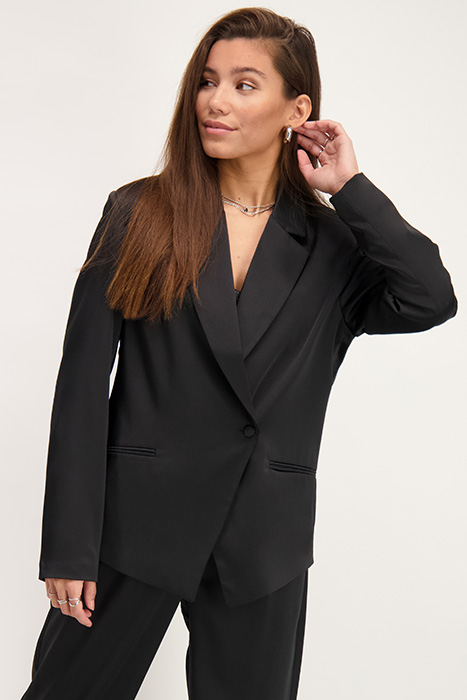 ZWARTE SATIJNEN LOOK BLAZER BLACK BLACK 4