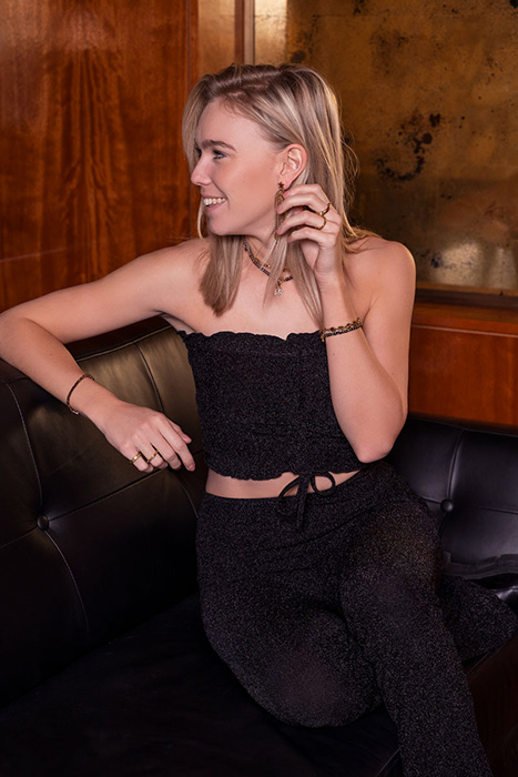 ZWARTE GLITTER BANDEAU TOP BLACK BLACK 6