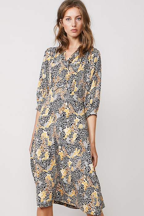 DRESS COLOURFUL ANIMAL PRINT BRIGHT OCHRE 5
