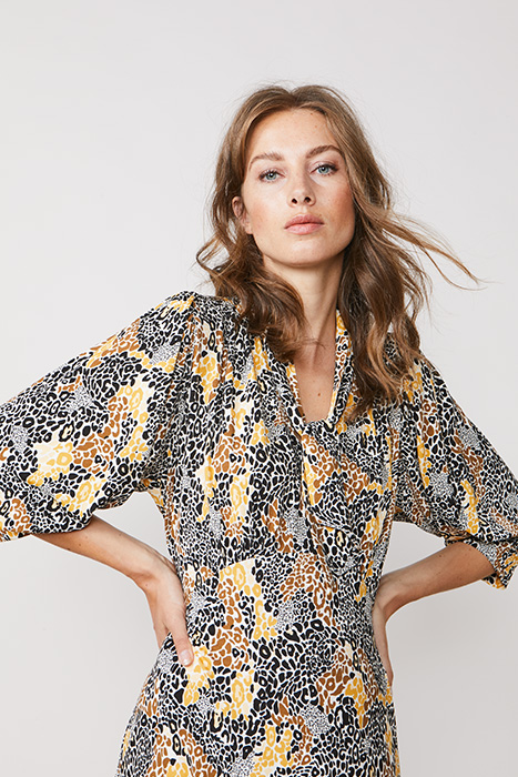 DRESS COLOURFUL ANIMAL PRINT BRIGHT OCHRE 6