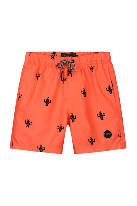 BOYS SWIMSHORT SHIWI ROBOT NEON ORANGE 1