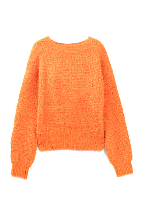 Orange fluffy knit sweater orange