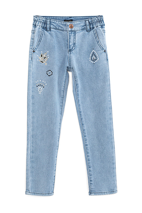 Light blue straight jeans+embroidery and beads...