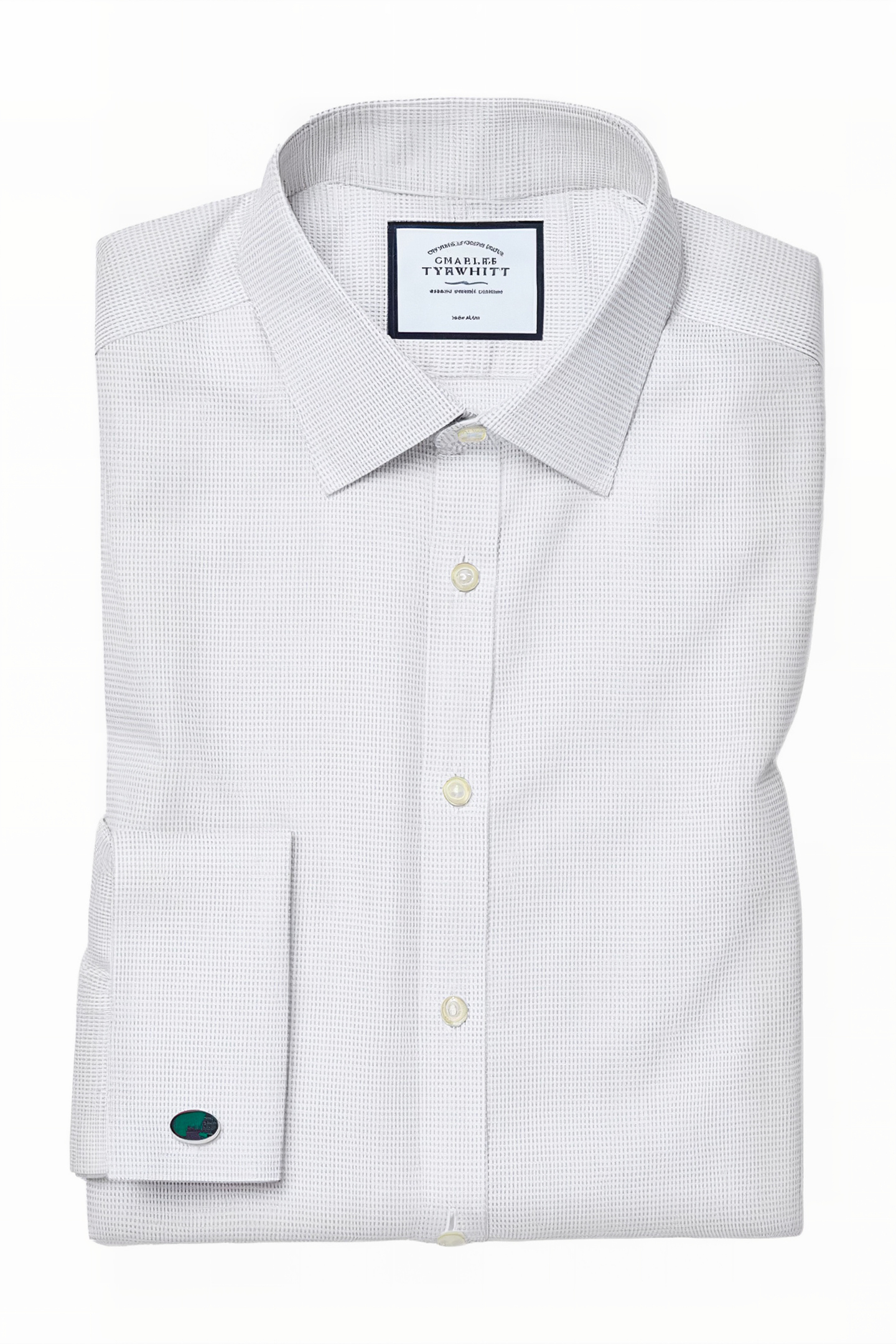 Charles Tyrwhitt Grey Non-iron Dash Weave Super Slim Fit Shirt Grey Maat: 15.5"-33"-DOUB | Zakelijke Overhemden Outlet | Heren | Wit
