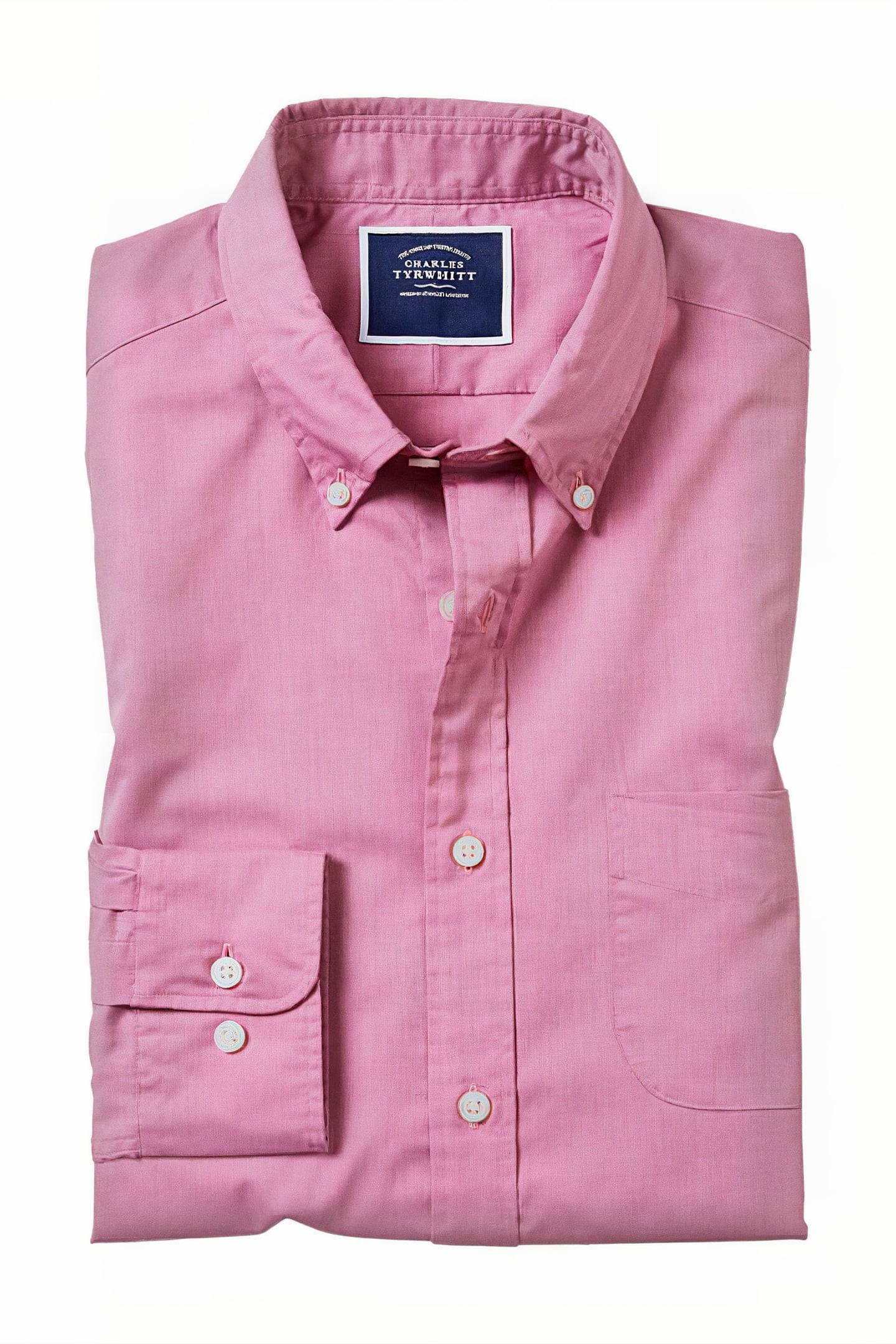 Charles Tyrwhitt Pink End On End Extra Slim Fit Soft Washed Stretch Poplin Sh Maat: L | Zakelijke Overhemden Outlet | Heren | Roze