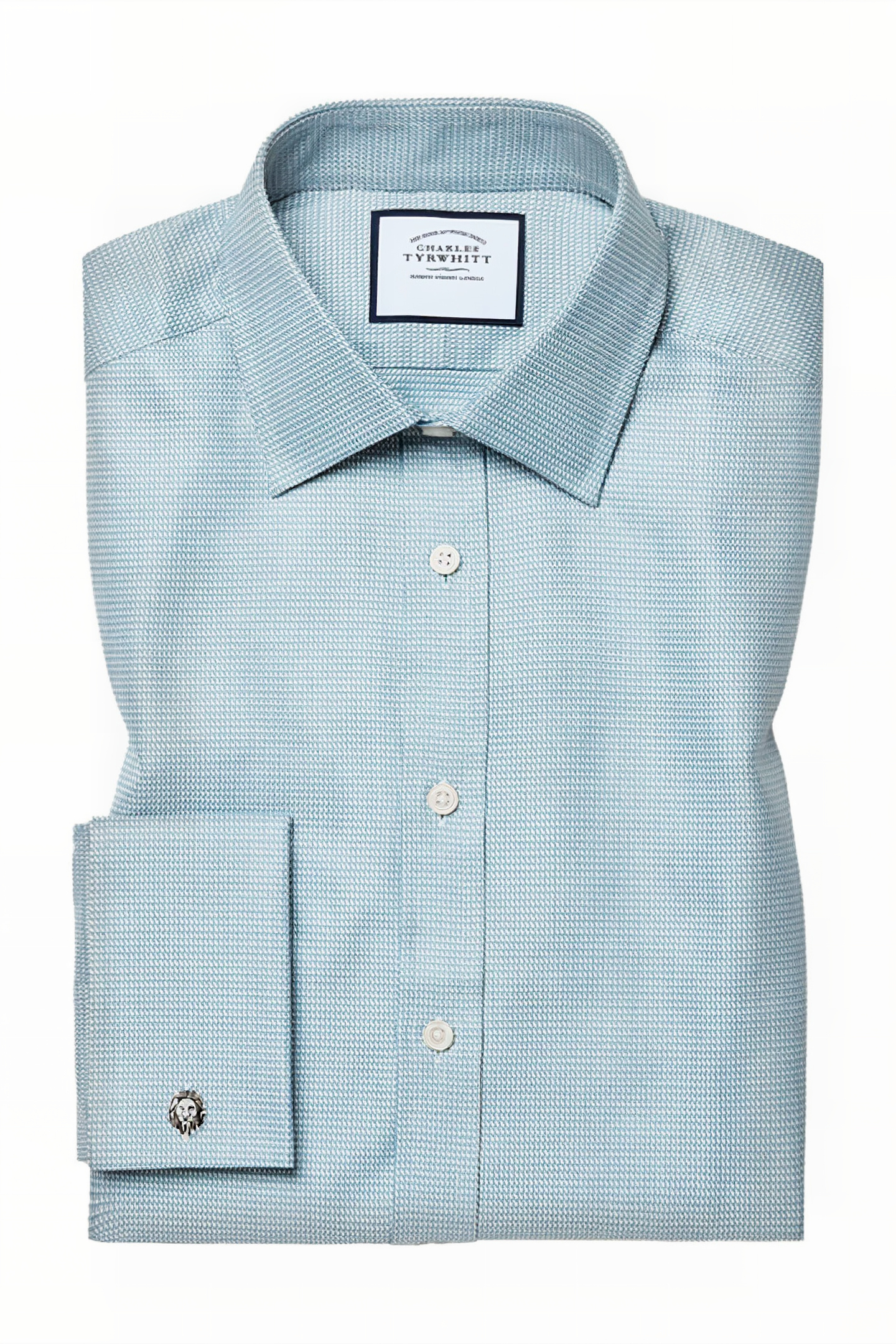Charles Tyrwhitt Teal Egyptian Cotton Chevron Extra Slim Fit Shirt Teal Maat: 16.5"-33"-DOUB | Zakelijke Overhemden Outlet | Heren | Blauw