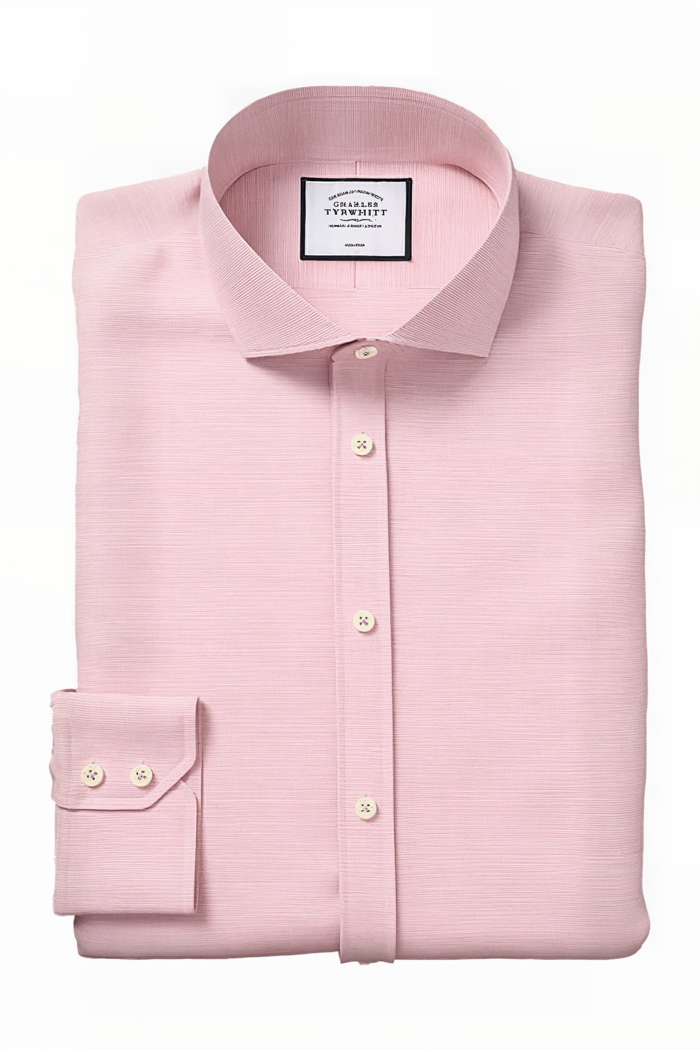 Charles Tyrwhitt Pink Non-iron Cotton Slub Cutaway Slim Fit Shirt Pink Maat: 16.5"-36"-Sing | Longsleeves Outlet | Heren | Roze