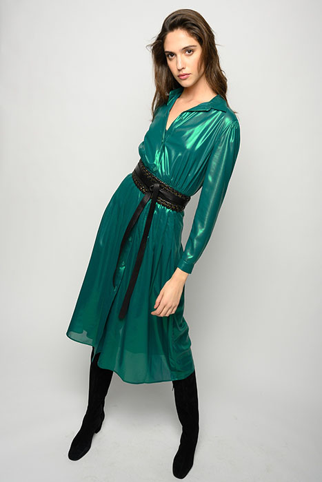 GRULLO ABITO GEORGETTE LAMINAT GREEN 3