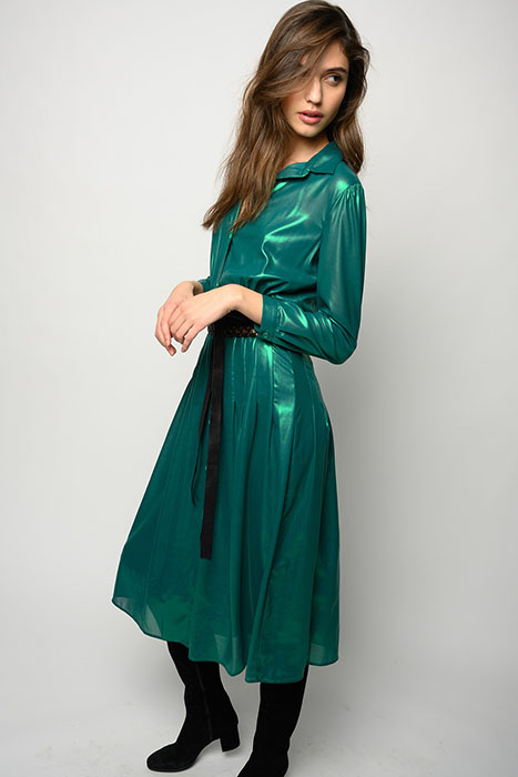 GRULLO ABITO GEORGETTE LAMINAT GREEN 1