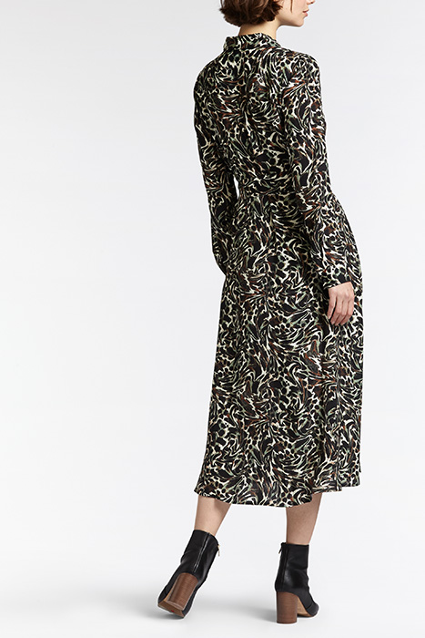 DRESS WOVEN LONG ON ANIMAL SWIRL ON FULL CREPE ALMOST BLACK 2