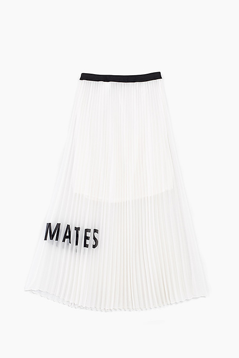 Girls’ off-white pleated long skirt with letter...