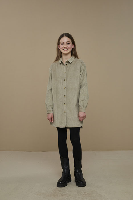 GIRLS RIB CORD DRESS SAND 2