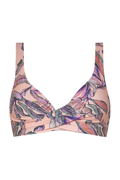 Tropical blush wrap bikinitop print