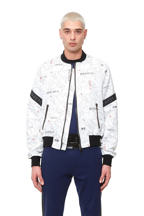 Men’s fitted bomber jacket ladies with font...