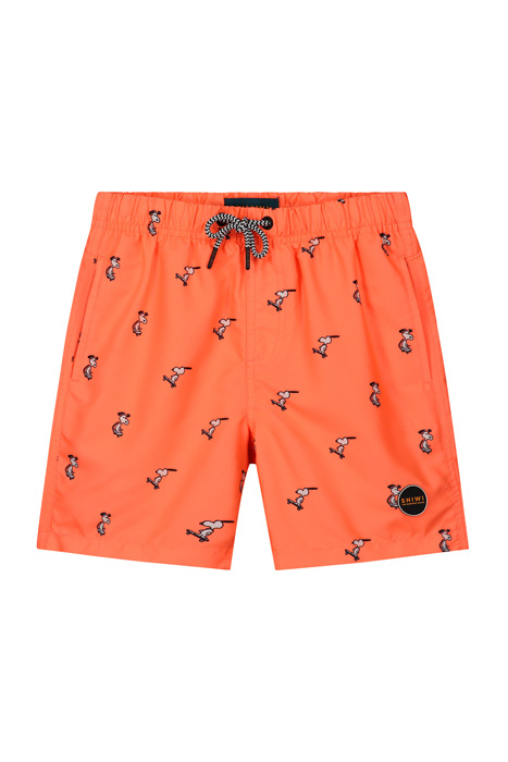 BOYS SWIMSHORT SNOOPY HAPPY SKATER NEON ORANGE by Shiwi