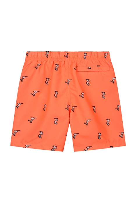 BOYS SWIMSHORT SNOOPY HAPPY SKATER NEON ORANGE 2