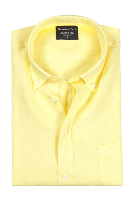Garment dye linen button down yellow