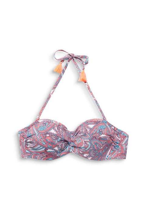 Padded, underwire bandeau top coral