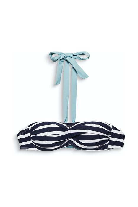 Recycled: striped bandeau top navy 2