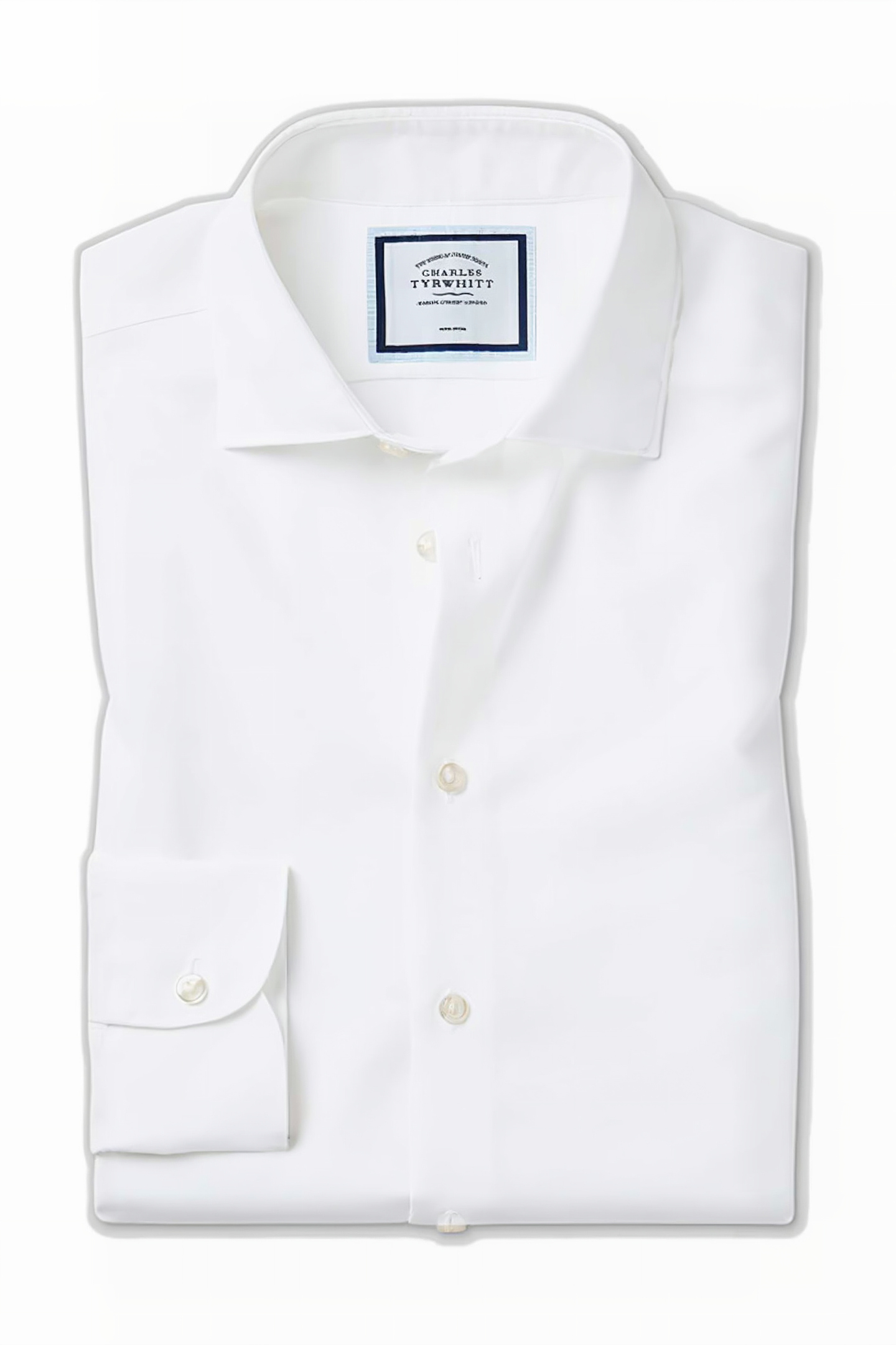 Charles Tyrwhitt White Extra Slim Fit Business Casual Collar Non-iron Cotton  Maat: 17"-32"-Sing | Zakelijke Overhemden Outlet | Heren | Wit