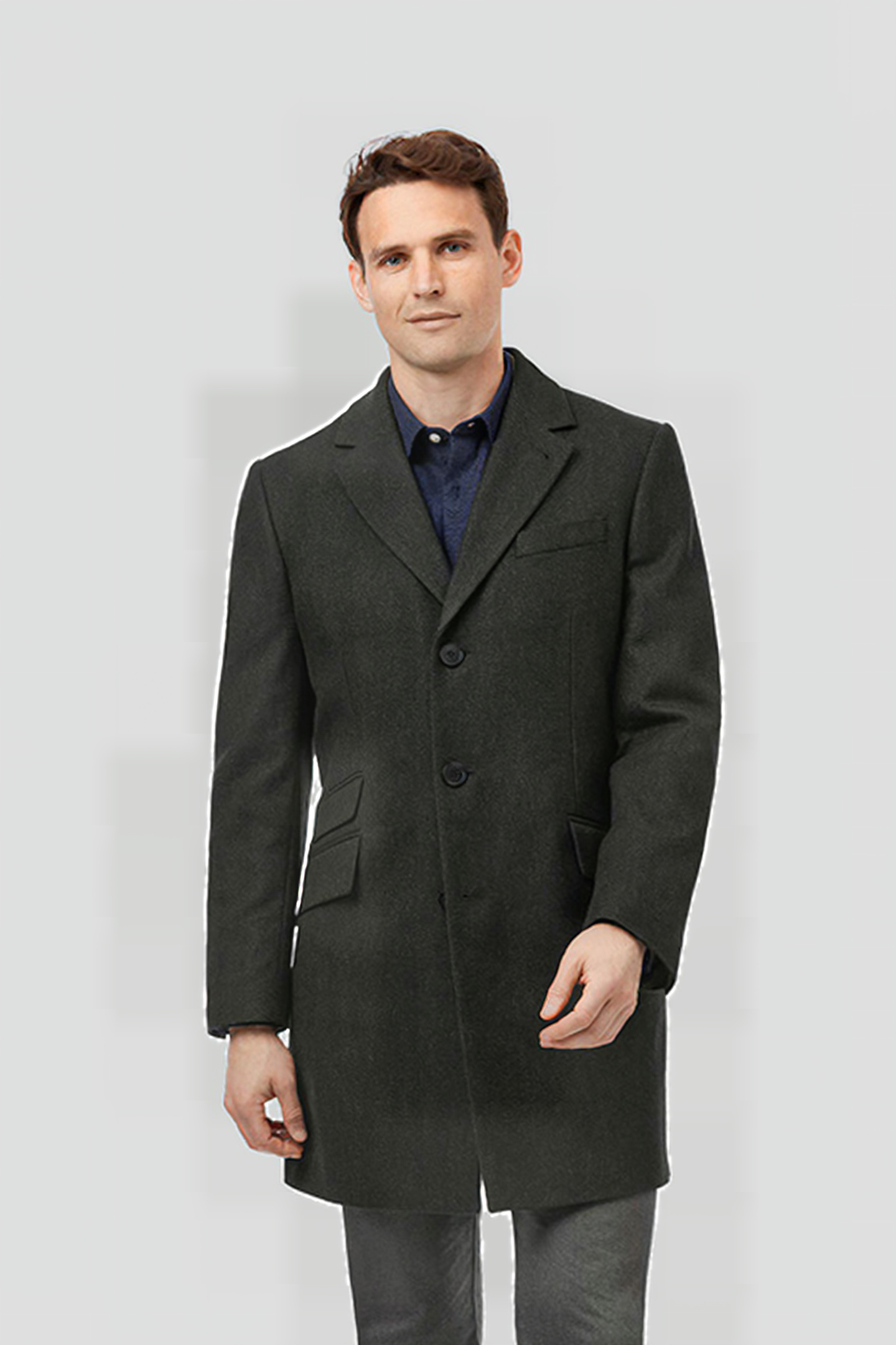 Charles Tyrwhitt Green Herringbone British Wool Cotton Epsom Coat Green Maat: 36R | Single-Breasted Mantels Outlet | Heren | Grijs