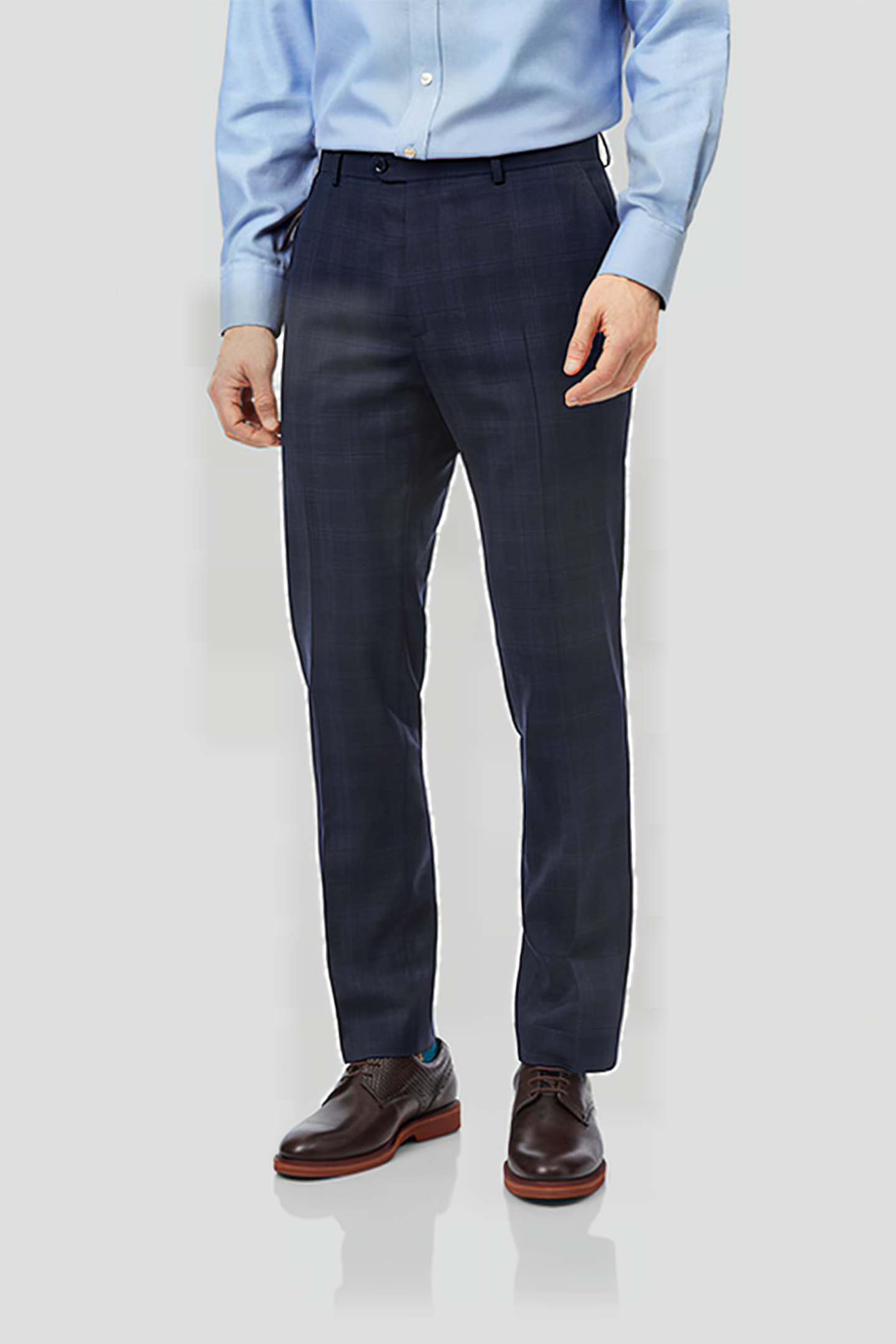 Charles Tyrwhitt Midnight Blue Slim Fit Business Check Suit Trousers Blue Maat: W34L32 | Kostuumbroeken Outlet | Heren | Blauw