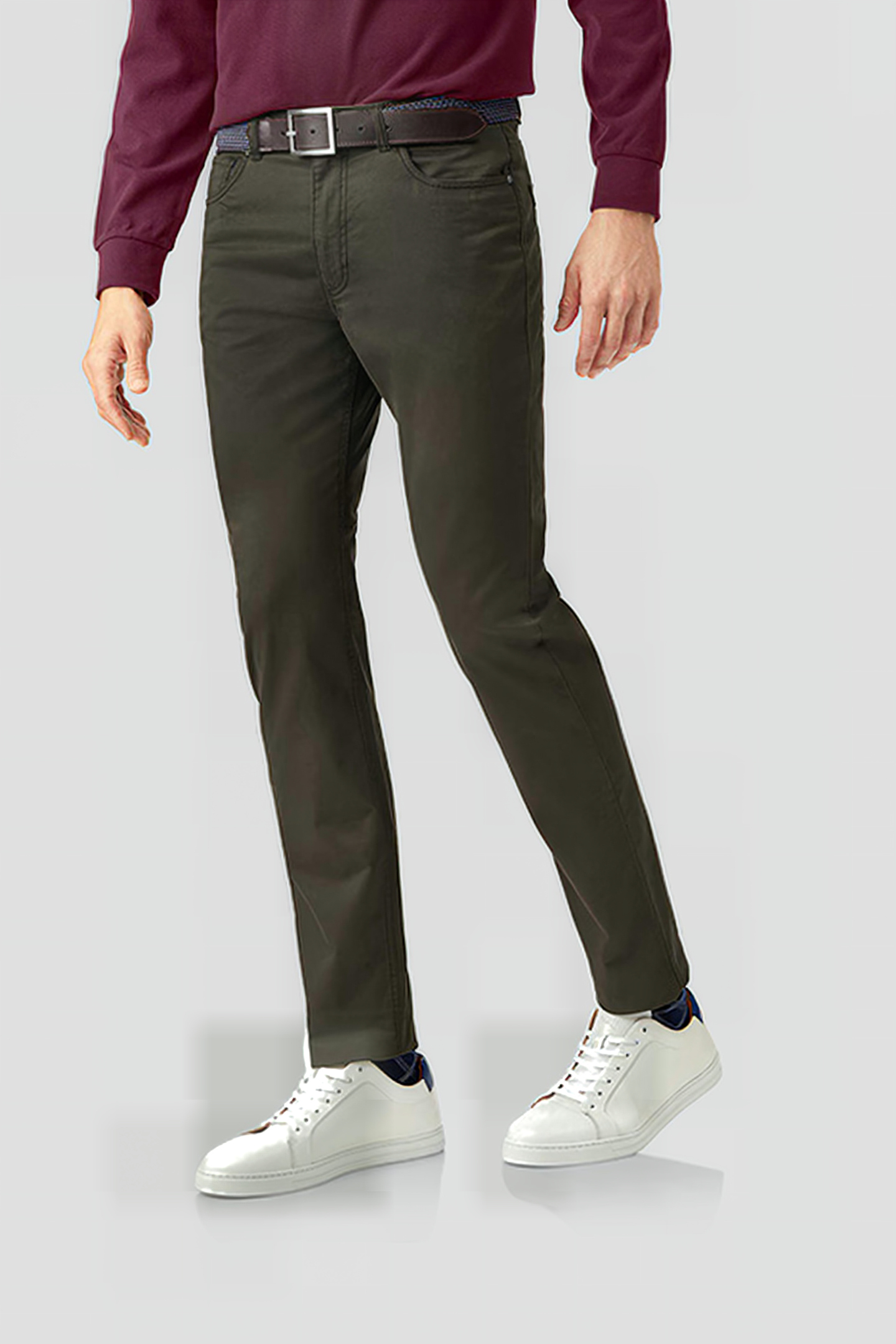 Charles Tyrwhitt Esf Dark Olive Cotton Stretch Five Pocket Trousers Green Maat: W30L32 | Tailored Broeken Outlet | Heren | Groen