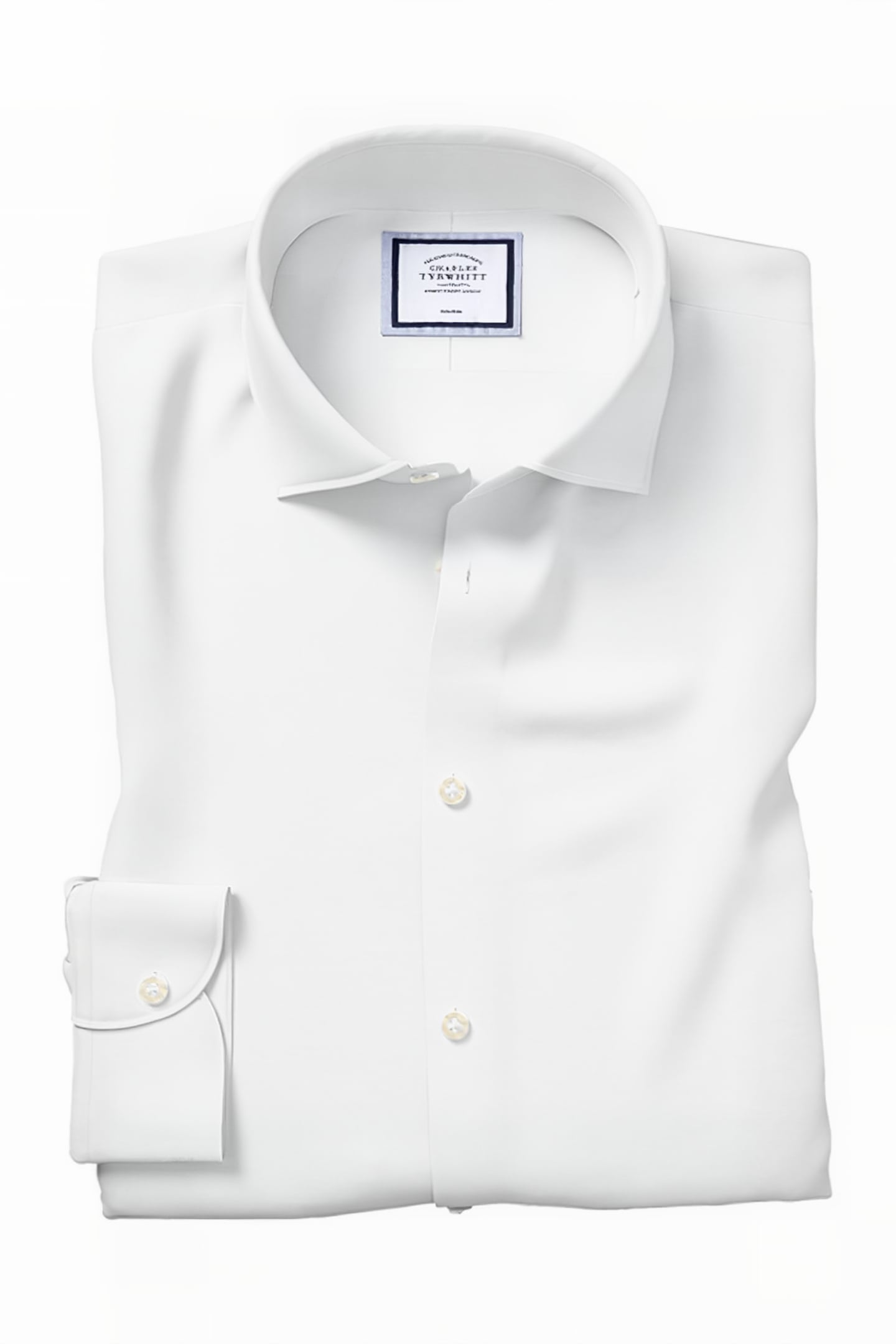 Charles Tyrwhitt White Super Slim Fit Business Casual Collar Non-iron Cotton Maat: 15"-34"-Sing | Zakelijke Overhemden Outlet | Heren | Wit