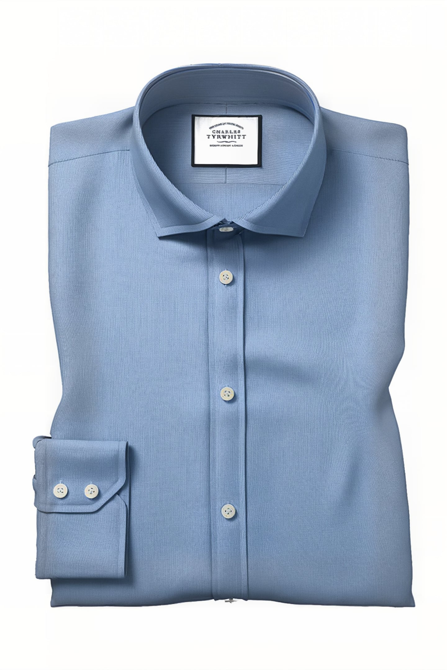 Charles Tyrwhitt Royal Blue Extra Slim Fit Cutaway Collar Stretch With Tencel Maat: 15.5"-33"-Sing | Zakelijke Overhemden Outlet | Heren | Blauw