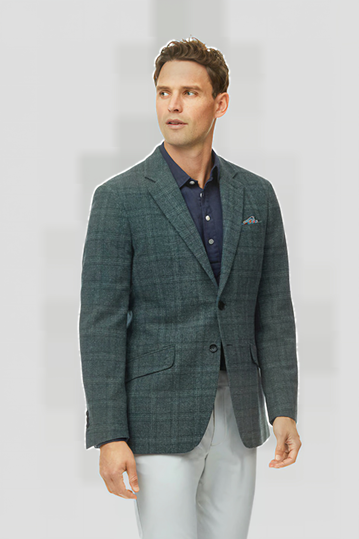 Charles Tyrwhitt Green & Blue Slim Fit Check Tyrwhitt Gent Jacket Green Maat: 40R | Blazers Outlet | Heren | Blauw